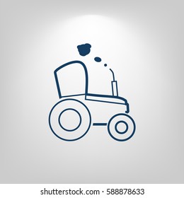Tractor vector sketch icon isolated. Hand drawn tractor icon. Sketch icon for website or app