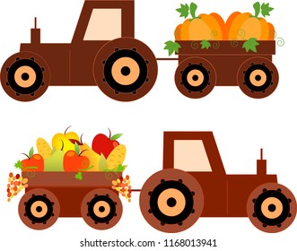 Tractor Vectors, Vegetables and Fruits Vectors
