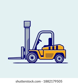 Tractor Vehicle Cartoon Vector Icon Illustration. Building Transportation Icon Concept Isolated Premium Vector. Flat Cartoon Style