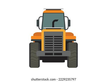 Tractor vehicle. Front view. Simple illustration in black and white.