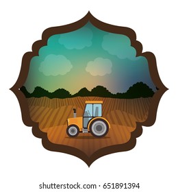 Tractor vehicle icon. Machine tool instrument farm and agriculture theme. Isolated design. Vector illustration