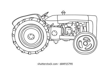 Tractor Vintage Hand Drawn Cute Vector Stock Vector (Royalty Free ...