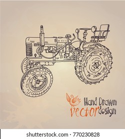 tractor. vintage. vector