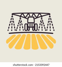 Tractor watering, soil and fertilizing field icon. Agriculture sign. Graph symbol for your web site design, logo, app, UI. Vector illustration, EPS10.