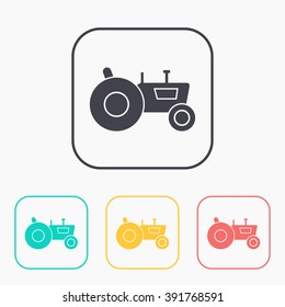 Tractor web color icon set , vector illustration