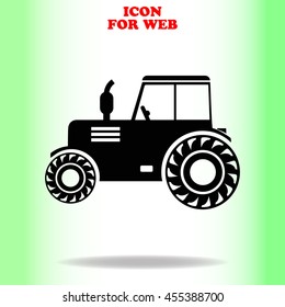 Tractor web icon. Black illustration on white background