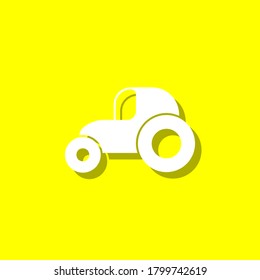 icono blanco tractor con sombra
