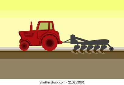 tractor at work vector