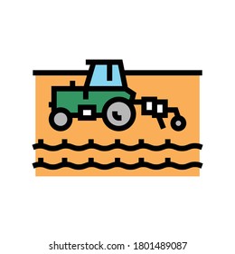 tractor working on field color icon vector. tractor working on field sign. isolated symbol illustration