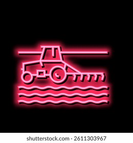 tractor working on field neon light sign vector. tractor working on field illustration