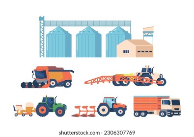 Tractors, Combines, Plows, Harvesters, Farm Machinery For Planting, Cultivating, Harvesting, And Processing Crops