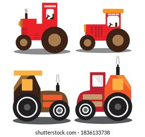 
tractors in four different flat designs