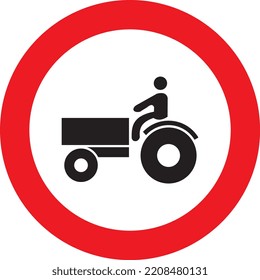 Tractors prohibited traffic safety information symbol