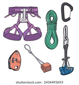 Trad Climbing Gear Vector Illustration Equipment