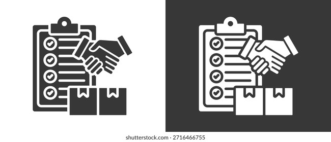 Conjunto De Vetores De Ícone Do Contrato Comercial Isolado Em Preto E Branco