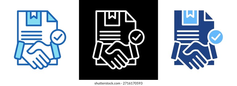Ilustração de Vetor de Estilo triplo do Ícone do Contrato Comercial