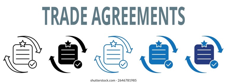 conjunto de ícones de acordos comerciais. contém ícone, vetor, ilustração, comércio, saldo, negociação, acordos, negociações, acordos, alianças