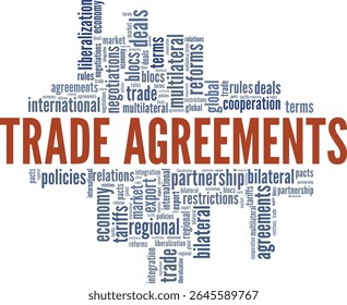 Trade Agreements word cloud conceptual design isolated on white background.