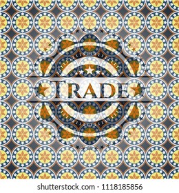 Trade arabic style badge. Arabesque decoration.