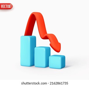 Trade arrow. Exchange price chart. Realistic 3d design. Dynamics of the course online graphics. Fall and changes in value. Exchange trading. Reporting annual and quarterly profits. vector illustration