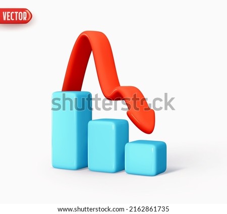 Trade arrow. Exchange price chart. Realistic 3d design. Dynamics of the course online graphics. Fall and changes in value. Exchange trading. Reporting annual and quarterly profits. vector illustration