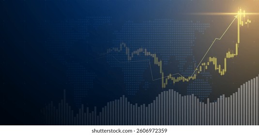 Trade background with glowing chart or candlestick. Vector illustration