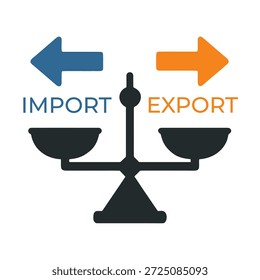 Icono de balanza comercial con flechas de importación y exportación