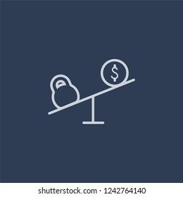 Trade balance icon. Trendy flat vector line Trade balance icon on dark blue background from business   collection. 