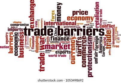 Trade barriers word cloud concept. Vector illustration