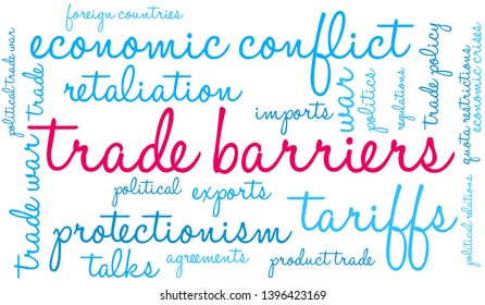 Trade Barriers word cloud on a white background. 