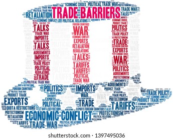 Trade Barriers word cloud on a white background. 