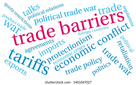 Trade Barriers word cloud on a white background. 