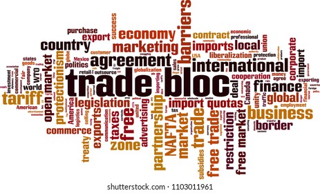 Trade Bloc Word Cloud Concept. Vector Illustration