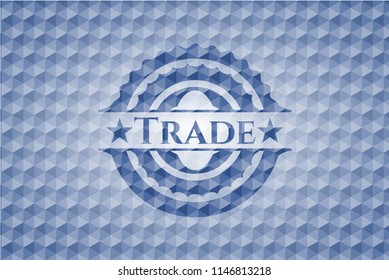 Trade blue emblem with geometric pattern.