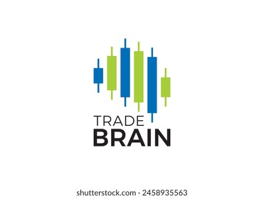 trade with brain logo. smart chart marketing concept vector design