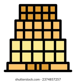 Trade building icon outline vector. Modern store. Shop market color flat