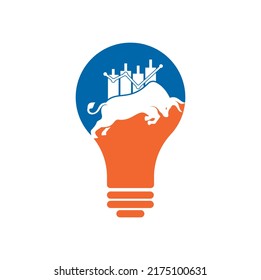 Trade Bull bulb shape concept logo design. Bullish Trader Logo. Forex bull logo design template vector.