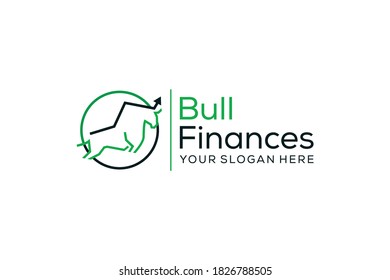 Trade Bull Chart finance logo design vector template