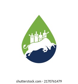 Trade Bull drop shape concept logo design. Bullish Trader Logo. Forex bull logo design template vector.