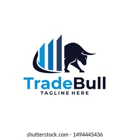 trade bull logo icon vector