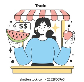 Trade business. Industries and areas for a starting and developing a new start-up, local business. Potential for growth and success. Flat Vector Illustration