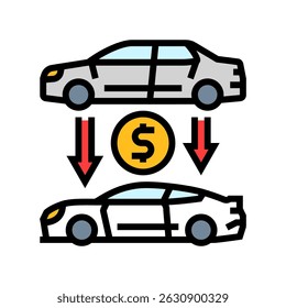 trade in car dealership color icon vector. trade in car dealership sign. isolated symbol illustration