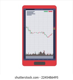 Handelsdiagramm, Vektorgrafik, absteigend mit Devisenhandel. Finanzdiagramm für kreatives Online-Handel-Konzept. Schnittstelle mit Candlestick Chart Grafik Vektordesign.
