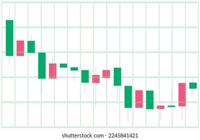Handelsdiagramm, Vektorgrafik, absteigend mit Devisenhandel. Finanzdiagramm für kreatives Online-Handel-Konzept. Schnittstelle mit Candlestick Chart Grafik Vektordesign.