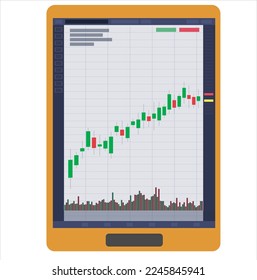 Handelsdiagramm, Vektorgrafik, absteigend mit Devisenhandel. Finanzdiagramm für kreatives Online-Handel-Konzept. Schnittstelle mit Candlestick Chart Grafik Vektordesign.