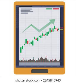 Handelsdiagramm, Vektorgrafik, absteigend mit Devisenhandel. Finanzdiagramm für kreatives Online-Handel-Konzept. Schnittstelle mit Candlestick Chart Grafik Vektordesign.