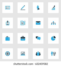 Trade Colorful Icons Set. Collection Of Portfolio, Authentication, Analytics And Other Elements. Also Includes Symbols Such As Presentation, Globe, Id.