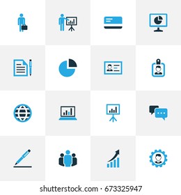 Trade Colorful Icons Set. Collection Of Analytics, Growing Chart, Authentication And Other Elements. Also Includes Symbols Such As Cogwheel, Contract, Unity.