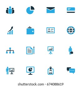 Trade Colorful Icons Set. Collection Of Presentation, Globe, Pie Chart And Other Elements. Also Includes Symbols Such As Hierarchy, Chart, Bank.