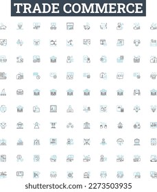 Trade commerce vector line icons set. Commerce, Trading, Export, Import, Merchandise, Buy, Sell illustration outline concept symbols and signs